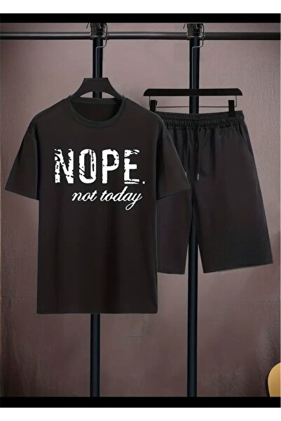 Boi Nope Printed T-Shirt Shorts Loose Fit Comfortable Fit Black Bottom Black ...