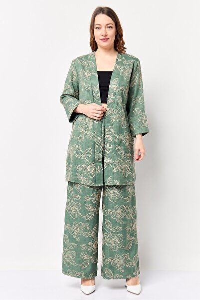 Rufaya Women 2 Pieces Textured Blazer And Pants Set, Green