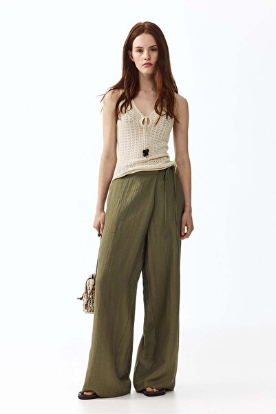 H&M Linen-blend wrapover trousers