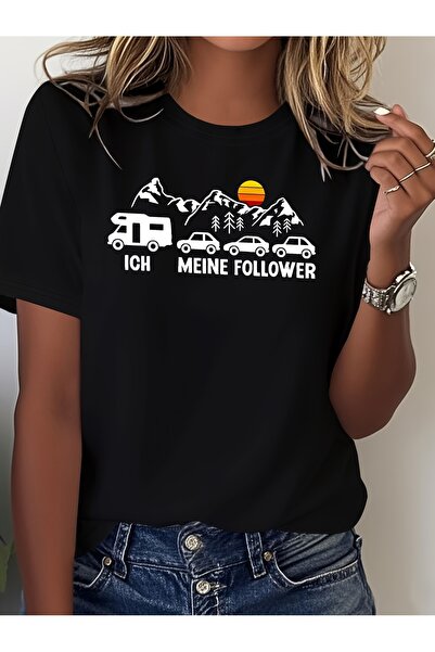 LİNA06 تي شيرت نسائي، مطبوع عليه نصًا ألمانيًا "ICH MEINE FOLLOWER" (I My "fa...