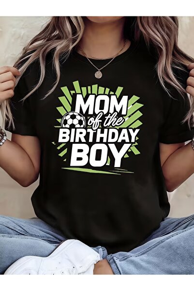 NOURAM تي شيرت مطبوع عليه عبارة "MOM of the BIRTHDAY" بتصميم كرة القدم للنساء...