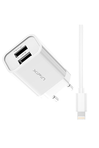 Xipin Φορτιστής με 2 θύρες USB-A και καλώδιο Lightning Λευκό (EU-10T)