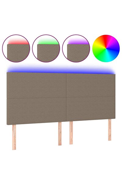 vidaxl Tăblie de pat cu LED, gri taupe, 180x5x118/128 cm, textil