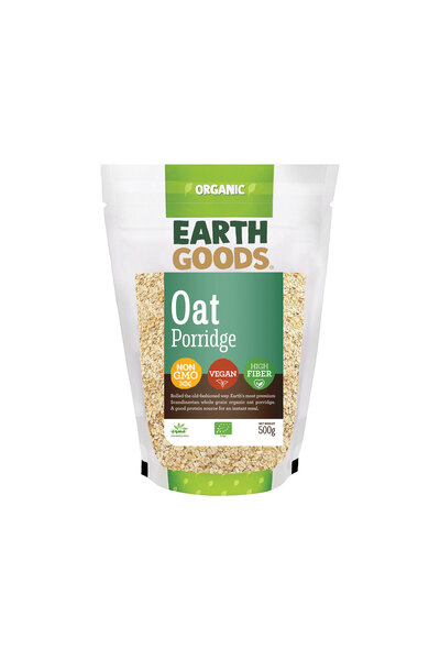 Earth Goods Organic Rolled Oats - vegan, GMO free, high fiber (500g)