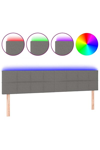 vidaxl Tăblie de pat cu LED, gri închis, 160x5x78/88 cm, textil
