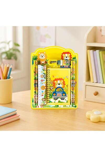 idei 7-Piece School Supplies Top Bottom Set , Yellow Zoo Lion Model, Contains...