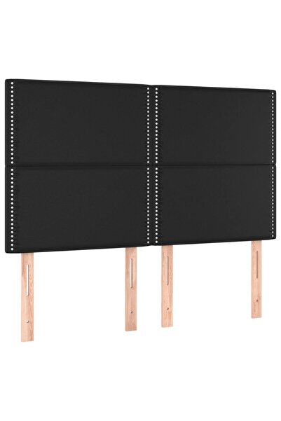 vidaxl Tăblie de pat neagră 144x5x118/128 cm piele ecologică