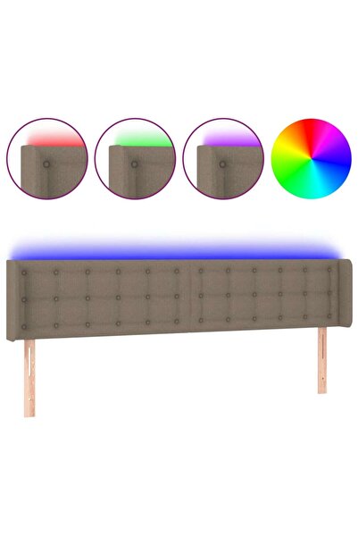 vidaxl Tăblie de pat cu LED, gri taupe, 203x16x78/88 cm, textil