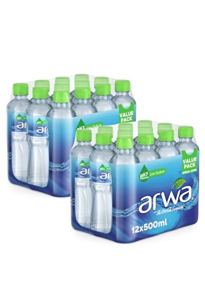 ARWA Still Water, Bottled Drinking Water, PET 500ml, Pack of 24 (12x2 Pack)
