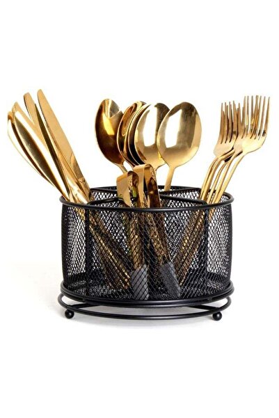 Arabest 360 Degree Rotating Metal Utensil Caddy,4 Compartment Silverware Cutl...