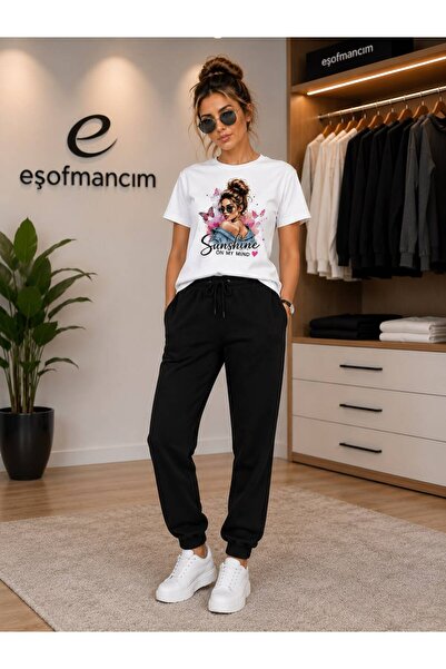 Eşofmancım Women's Printed Top and Bottom Tracksuit Set Seasonal