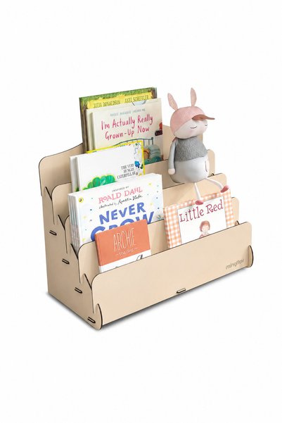 Mingitav Mini Lucky Montessori Çocuk Kitaplığı 4 Raflı Ahşap Çocuk Odası Kitaplık Masaüstü Mini Kitaplık