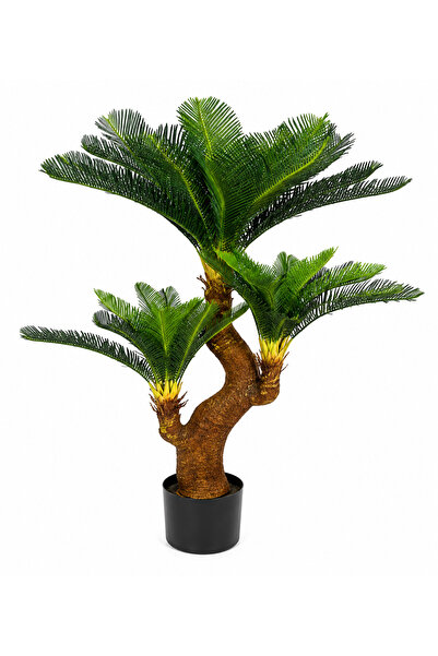 LEIHMANN Palmier artificial cu 3 coroane, trunchi decorativ, ghiveci inclus, ...