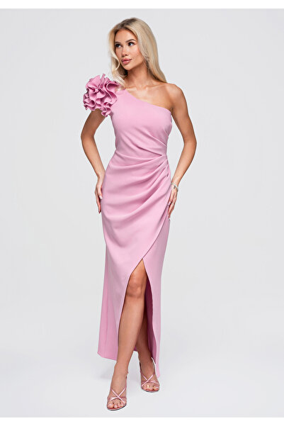 Larica Women's Evening Dress, Maxi Length with Asymmetrical Neckline LA-OM-DL...