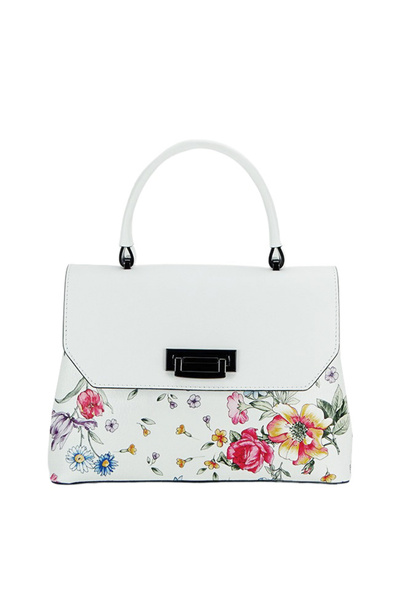 MADE İN ITALY White leather handbag with flowers 8959 124