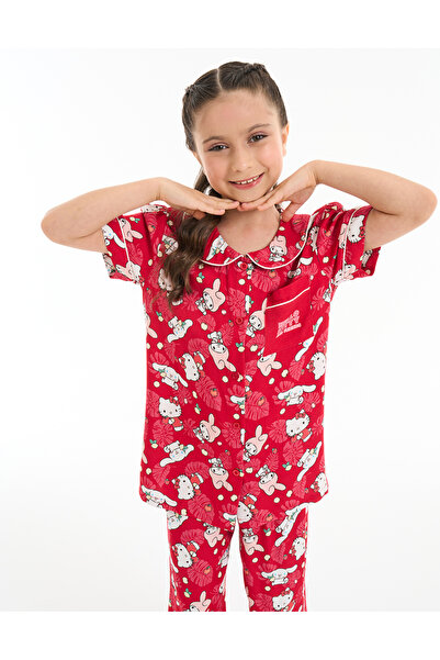 Nayomi Dream NAY LD LIC SUGAR BLOOM KITTY CLASSIC SS PJ SET-LDPJSBCLVT12:RED:...
