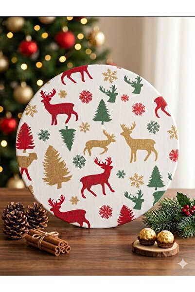 SeraysHome Yılbaşı Desenli MDF Supla 35 cm Tekli Amerikan Servis