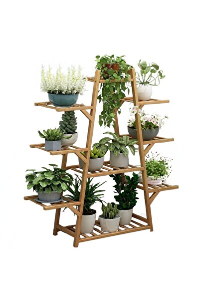 DealsReall Suport din lemn pentru plante cu 9 niveluri, etajeră pentru ghivec...