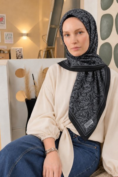 BONASERA EŞARP Eșarfă de damă cu model bumbac, casual, 95x95 cm