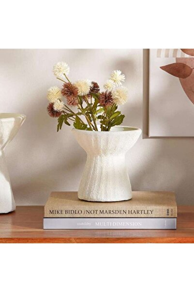 PAN HOME Liadean Terracotta Pillar Candle Holder 15x15x15cm - Off white