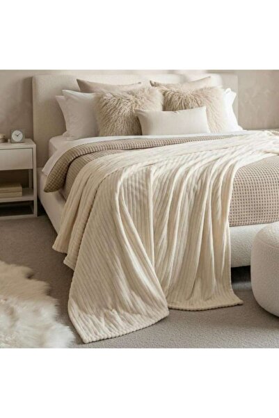 PAN HOME Ultrasoft Matt Flannel Blanket 220x240cm - Ivory