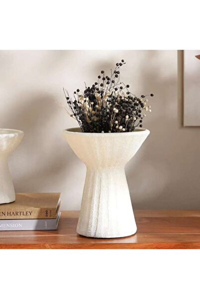 PAN HOME Liadean Terracotta Pillar Candle Holder 20x20x22cm - Off white