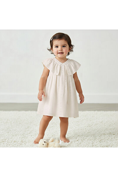 Juniors V-neck Sleeveless Dress with Ruffles