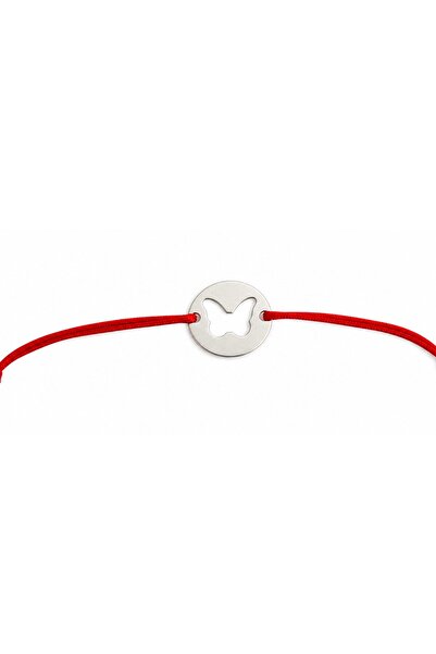 JOLIE Martisor Bratara, Jolie, Argint 925, Model Fluture Decupat, Snur Rosu R...
