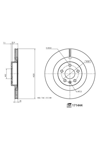 FEBI BILSTEIN Set 2 Discuri Frana Spate Dreapta/Stanga Volvo S60 Iii S90 Ii V...