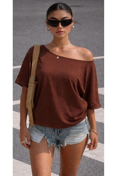 Tight Lady Natural Viscose Women's Boat Neck Off-Shoulder Loose Double Sleeve...