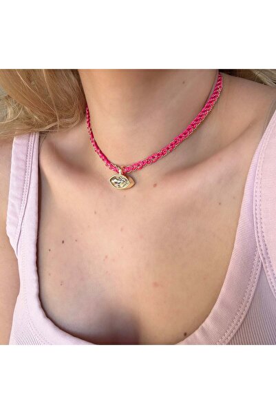 Alice İsstanbul Pink Braided Crystal Stone Necklace