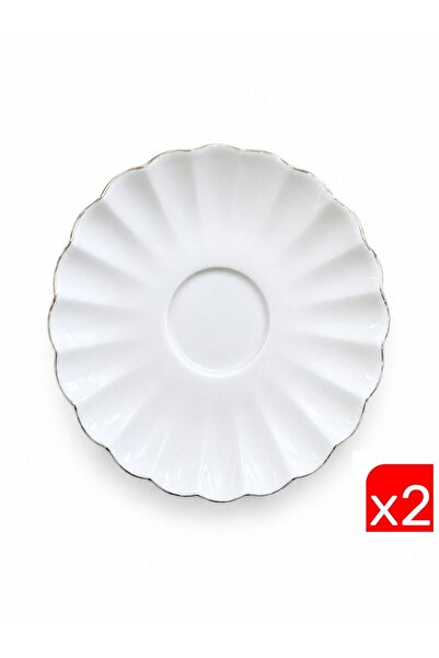 Kütahya Porselen Bone Luz Tea Plate 11.50cm Platinum Gilded Set of 2