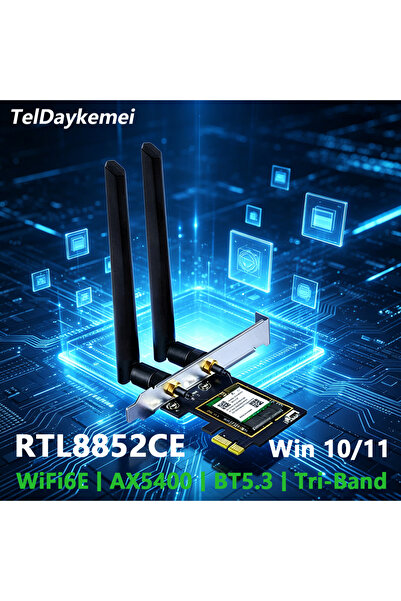 Choice PCIE-8852CE Teldaykemei WiFi 6E AX5400 BT5.3 Tri Band 2.4G/5G/6Ghz Wir...