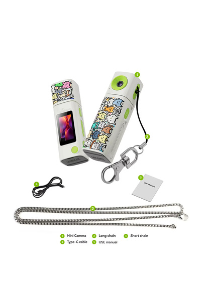 Choice1 NO TF Card White Ourlife 2K Thumb Camera 230 ° Flip the Lens Mini Dig...