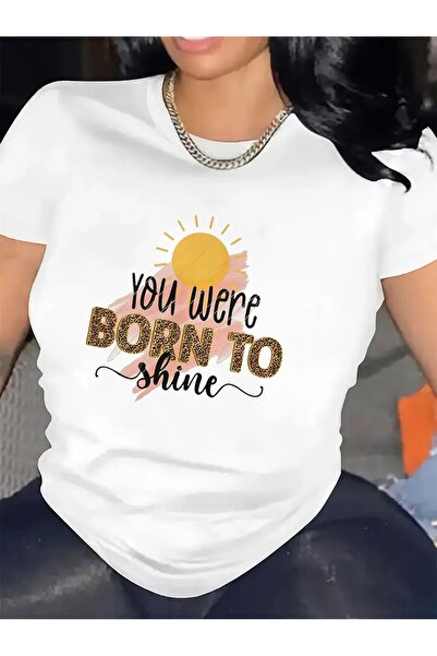 Astogria13 You Were Born to Shine Graphic Design Short Sleeve T-Shirt Women |...