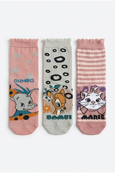 Disney Licensed Bambi Dumbo Marie 3-Pack Girls' Sock Cotton Socks Daily Socks...