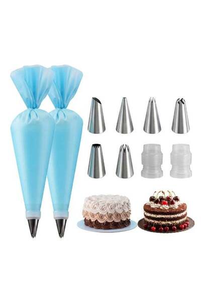 Duravel Piping Bag Set with Stainless Steel Nozzle Tips, Reusable Bags, Coupl...