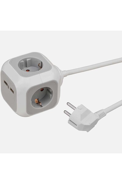 Brennenstuhl Alea Power 1,4 metre Küp 4'lü 2 Usb'li Priz (2'li Paket)