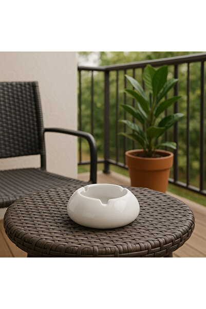MAXHOME Αντιανεμικό Πορσελάνινο Τασάκι Λευκό 12εκ.