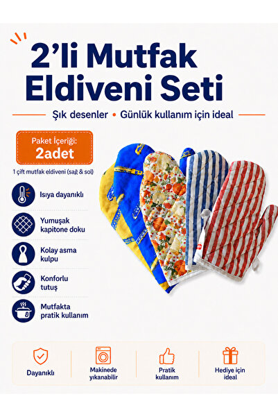 Magiclady 2’li Isıya Dayanıklı Desenli Mutfak Eldiveni