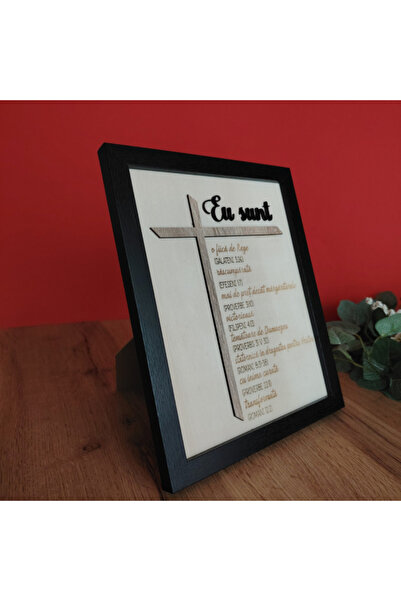 CREATIVITATEPLUS Tablou din lemn Sunt in Hristos pentru EL, 23x32cm
