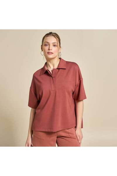 KIABI Oversized Sports Polo Shirt BROWN