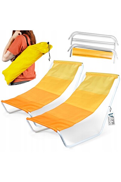Vilde 2x Șezlong de plajă și grădină, turistic, de camping, pliabil, portabil