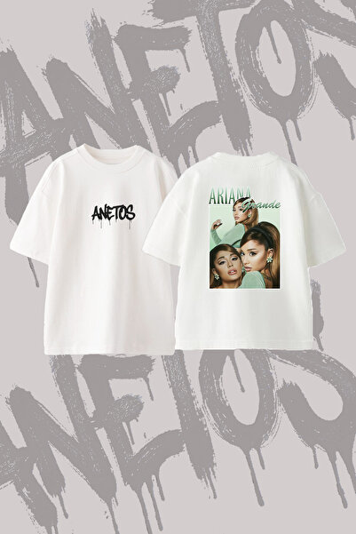Anetos Ariana Grande_10 Design Back Printed Cotton White Oversize T-Shirt