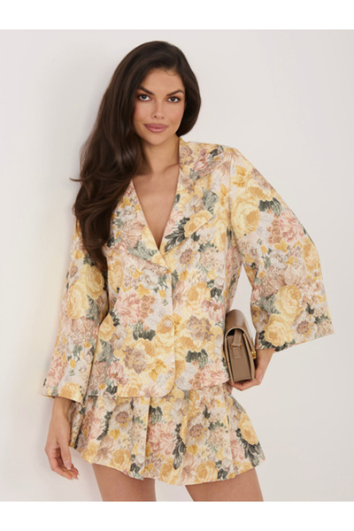 Italy Moda Sacou Dama, ITALY MODA, Poliester, Maneca 3/4, Galben, model IT-MA...