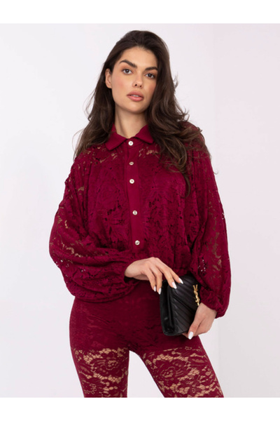 Italy Moda Camasa Dama, ITALY MODA, Poliester, Maneca lunga, Bordo, model MI-...
