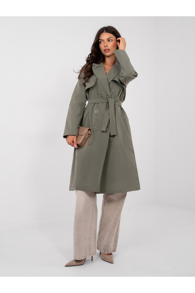 rue parıs Palton Dama, RUE PARIS, Poliester, Maneca lunga, Khaki, model IT-FL...