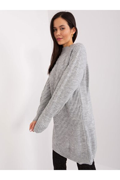 BADU Pulover Dama, BADU, Acril, Maneca lunga, Gri, model BA-SW-8013.14P