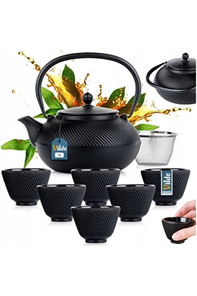 Vilde Ceainic cu infuzor și sită pentru ceai de plante, 1L + 6x cănițe