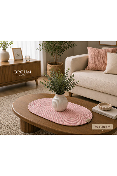 ÖRGÜM Wicker Look 50X30 cm Coffee Table Cover
